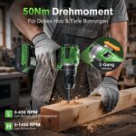 Ginour 21V Akku-Schlagbohrschrauber 50Nm mit Makita-Kompatibilität – Professionelles 3-in-1 Komplettset – Bild 3