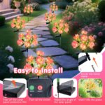 Ninonly Solar-Blumenleuchten 2er Set – Pfingstrosen mit 8 Modi & Warmweiss LED für Garten – Bild 6