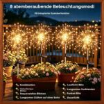 Dekofun Solar Feuerwerk Gartenleuchten 2er Set mit 120 LED – 8 Modi Solarstecker – Bild 4