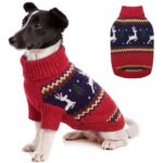 KONVINIT Weihnachtspullover für Hunde – Wärmender Jacquard-Strick mit Rentier-Motiv