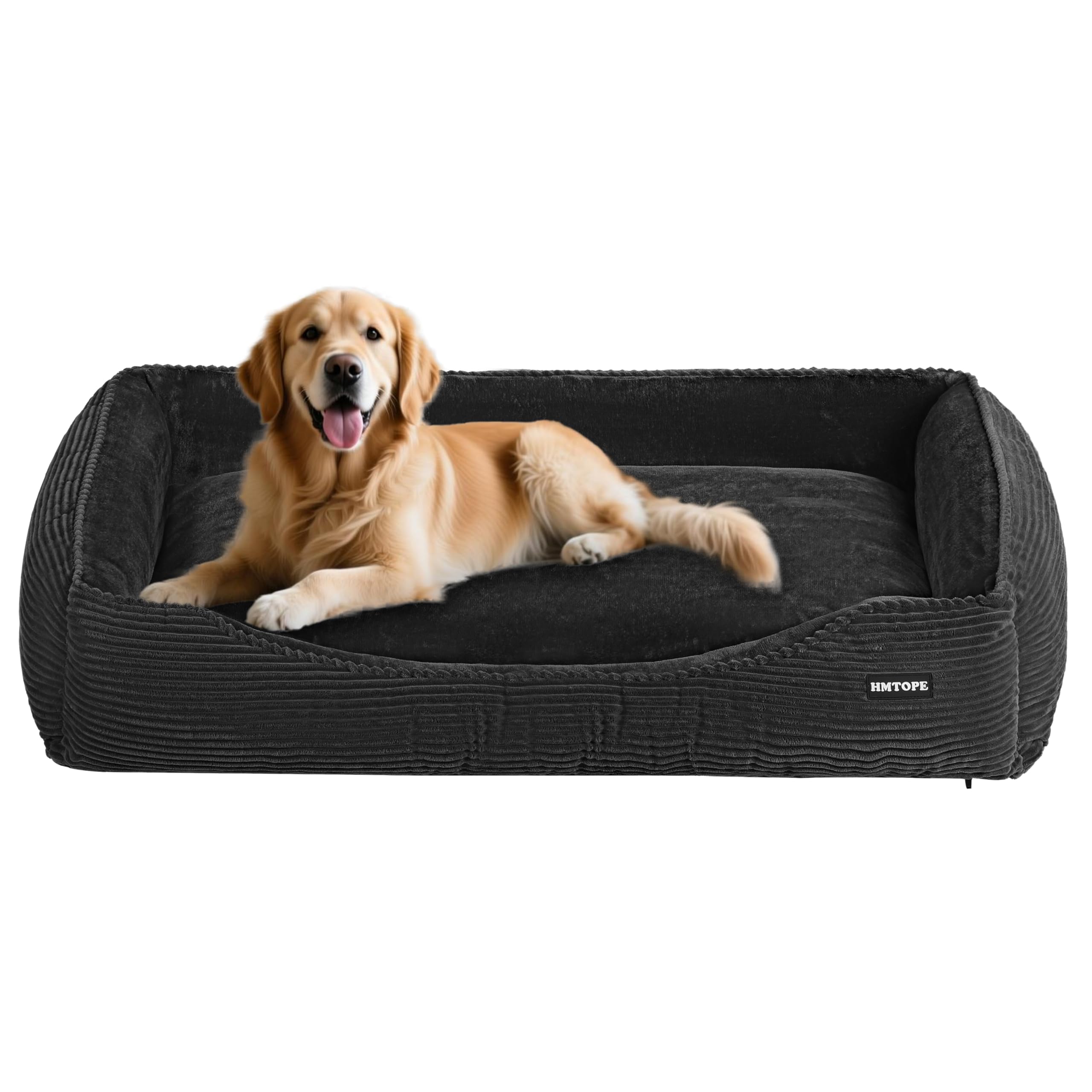 HMTOPE Hundebett XL 110x85cm mit Cord-Bezug – Orthopädisches Hundesofa für grosse Hunde
