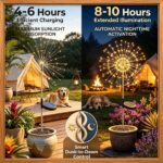 Dekofun Solar Feuerwerk Gartenleuchten 2er Set mit 120 LED – 8 Modi Solarstecker – Bild 3