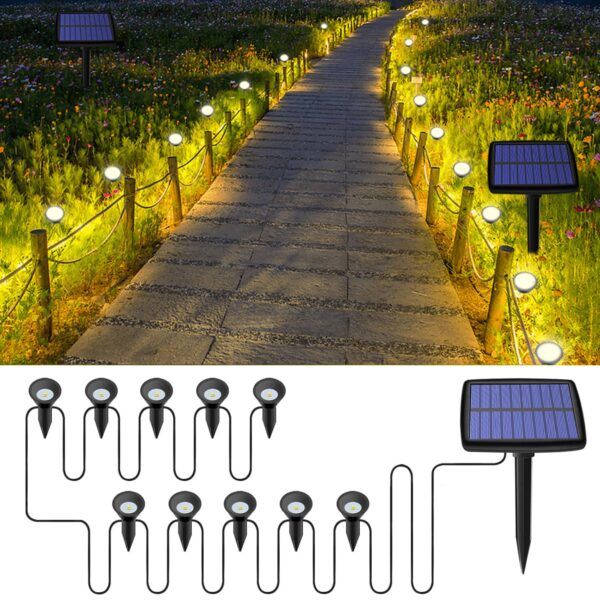 Songlypian Solar Gartenleuchte 10 LEDs 3000K – IP44 Wasserdicht für Garten & Aussenbereich
