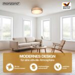 Monzana 2-Flammige Stoffdeckenlampe Taupe Ø38cm – Elegante Deckenleuchte mit LED-Eignung – Bild 2