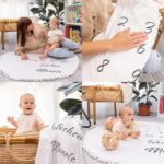 ODOXIA Baby Meilenstein Decke 115x115 cm – Runde Foto-Monatsdecke mit Holzrahmen – Bild 5