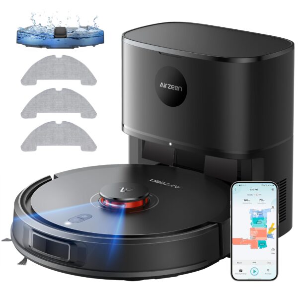 Airzeen Q10 Pro Saugroboter 8000Pa mit Wischfunktion & Absaugstation – LiDAR Navigation