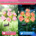 Ninonly Solar-Blumenleuchten 2er Set – Pfingstrosen mit 8 Modi & Warmweiss LED für Garten – Bild 3