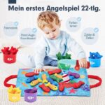 hahaland Angelspiel Montessori-Spielzeug ab 1 Jahr – Motorikspielzeug mit Angelrute & Fischen – Bild 3