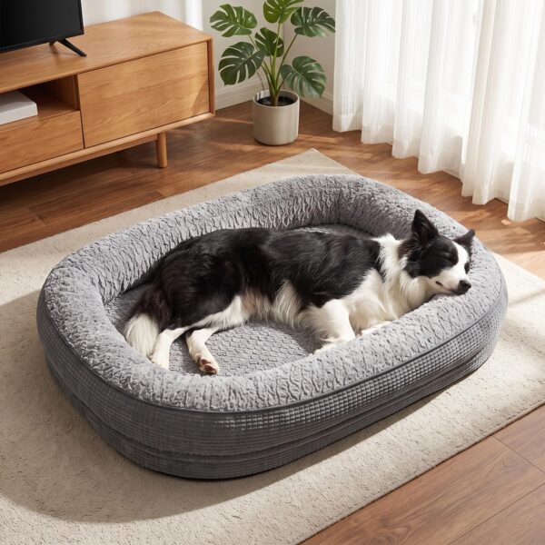 Pawk Orthopädisches Hundebett 89x63cm Mittelgrosse Hunde – Memory Foam mit 360° Nackenrolle