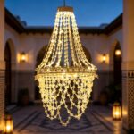 USJOK Solar-Kronleuchter mit Kristallsträngen – Elegante LED-Hängeleuchte für Garten & Terrasse – Bild 2