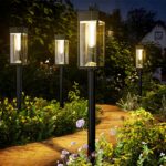 BITPOTT Solarleuchten 6er Set mit 3 Höhen – Warmweiss 3000K Gartenbeleuchtung IP65