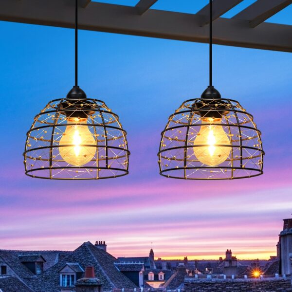 FabStyl 2er Set Boho LED Hängelampe mit Fernbedienung – Batteriebetrieb für Aussen & Innen