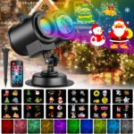 YAZEKY LED Projektionslampe 2-in-1 – Weihnachtsprojektor mit 12 Mustern & Welleneffekt