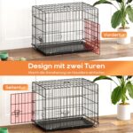 BestOffice Hundebox Grösse S 61x42x48cm – Faltbar mit Doppeltür & Kunststofftablett – Bild 5