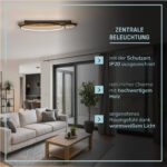 Lightbox LED Deckenlampe mit Holzbalken & LED-Ringen – Dimmbar für Wohnzimmer – Bild 6