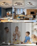 Meloweel LED Deckenleuchte 54cm Holz dimmbar – Vintage Lampe mit Fernbedienung & Memory – Bild 7