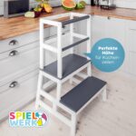 Spielwerk Lernturm 93cm mit Tafel – Montessori Lernstuhl 2 in 1 für Kinder ab 2 Jahren – Bild 3