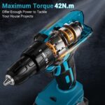 LEEIKOO Akkuschrauber 21V mit 2.0Ah Akku – 42Nm Bohrmaschine für DIY & Handwerk – Bild 5
