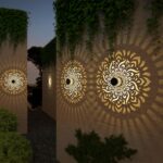 Lifeel Solarlaterne 2er Set – Dekorative Gartenleuchte mit floralem Muster für Außen – Bild 2