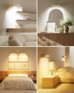 FULNIX Wandleuchte Holz mit 7500mAh Akku – Kabellose LED-Leuchte mit Fernbedienung & 360° Drehung – Bild 8