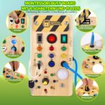Hoarosall Montessori Busy Board – LED Activity Spielzeug aus Naturholz für Kleinkinder ab 1 Jahr – Bild 3