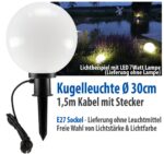 ChiliTec Kugelleuchte 30cm mit Erdspieß – Wetterfeste Gartenlampe IP44 für Aussen – Bild 2