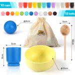 Biticolor Montessori Holz Sortier Set – 12 Regenbogen Kugeln mit Tassen & Löffel für Kleinkinder – Bild 3