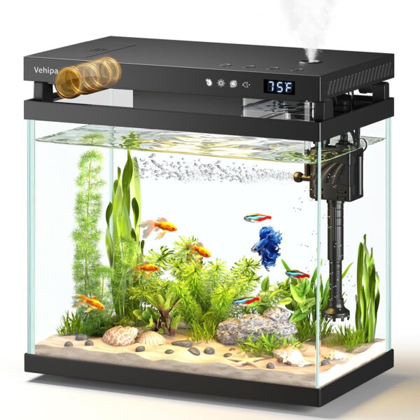 Vehipa 8L Nano Aquarium Komplettset – Intelligentes Fischtank System mit LED & Automatischer Fütterung