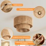 NUODIFAN Boho Deckenlampe 40 cm Jute – Rustikale Hängeleuchte E27 für Wohnzimmer – Bild 4