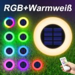 INTELAMP Solarleuchten 6er Set mit Fernbedienung – RGB & Warmweiss Gartenbeleuchtung für Aussen – Bild 2