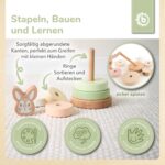 Bieco Hase Fine Stapelturm – FSC® Holz Motorikspielzeug für Babys ab 1 Jahr – Bild 3