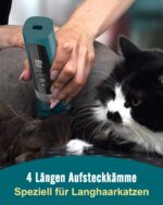 oneisall Katzenschermaschine Leise mit 5 Geschwindigkeiten – Profi Haarschneider für Langhaarkatzen – Bild 2