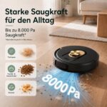 Vexilar W9 Saugroboter mit Wischfunktion – 8000 Pa Saugkraft & 180 Min Akkulaufzeit – Bild 2