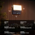 K-Bright 30W LED-Aussenwandleuchte mit Bewegungsmelder – 2000LM Warmweiss für Eingang & Garten – Bild 6