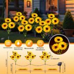 Liuyife 3er Set Solar-Sonnenblumen – 9 LED-Blüten mit warmweissem Licht für Garten & Friedhof – Bild 4