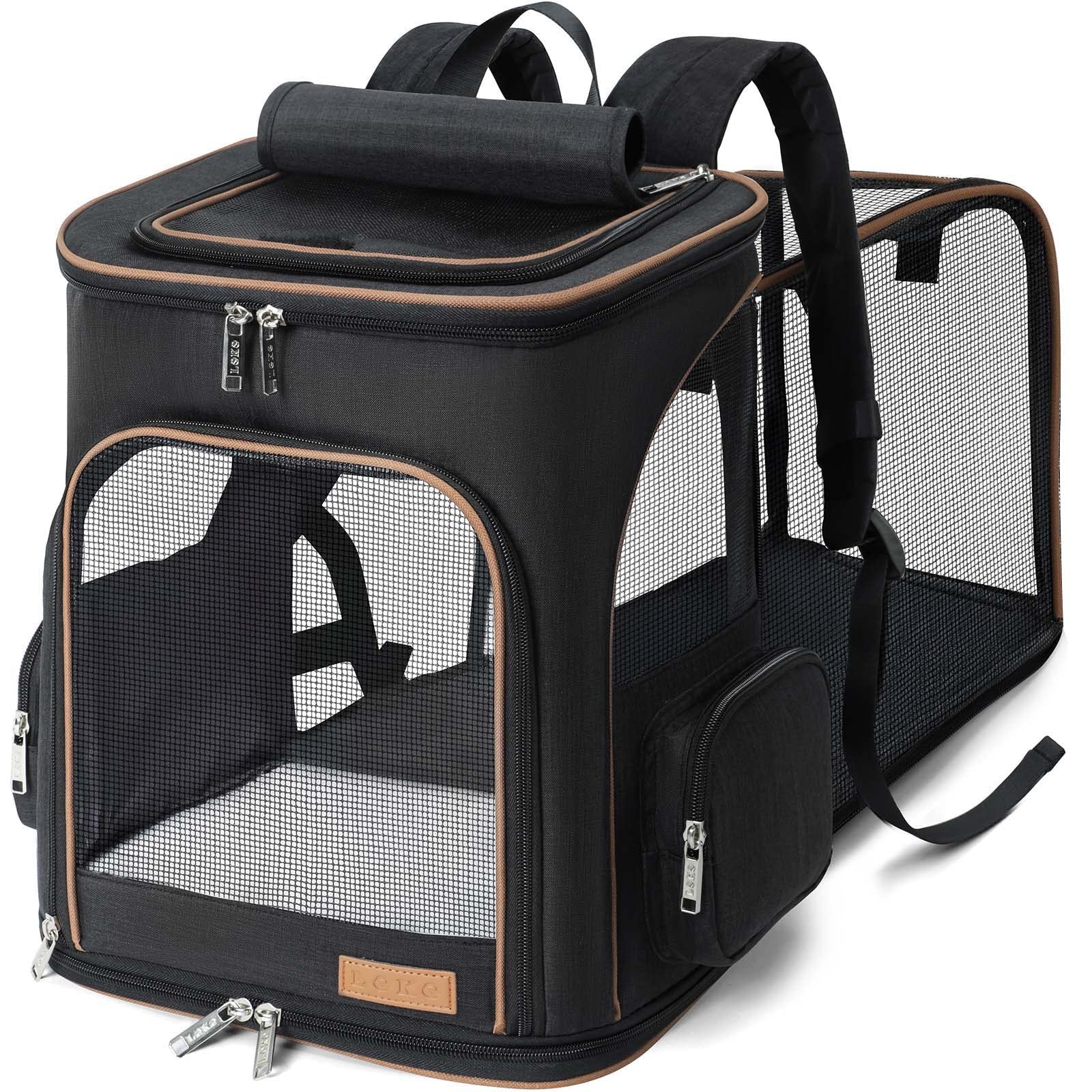 Lekesky XL Haustier-Rucksack – Erweiterbar & faltbar für Katzen und Hunde bis 10 kg