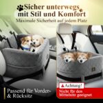 TinyDogs Hundeautositz bis 12 kg – 4-fach gesichert mit Memory Schaum für Vorder- & Rückbank – Bild 2