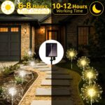 Joycome 2er Set Solar-Feuerwerksleuchten 4x120 LED mit Fernbedienung – Gartenbeleuchtung für Aussen – Bild 6