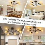 KANQIAO 6-flammige Deckenlampe Schwarz E27 – Vintage Deckenleuchte für Wohnzimmer & Esszimmer – Bild 7