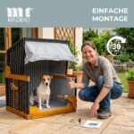 MR. DEKO Hundestrandkorb Grau Gestreift – Wetterfester Luxus-Rückzugsort für Hunde bis 50kg – Bild 4
