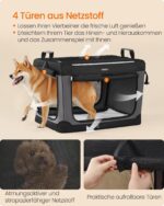 Feandrea Hundebox faltbar 76,2 cm – Transportbox für Mittelgrosse Hunde mit 4 Netztüren – Bild 4