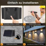2er Set VIIIVA Solar Wandleuchten 3000K Warmweiß – IP65 Wasserdicht mit verstellbarem Strahlwinkel – Bild 7