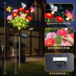 Qoosea Solar-Blumenleuchte mit Schmetterling – 2er Set Gartenleuchten IP65 – Bild 2