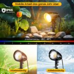 MEIKEE 7W LED Gartenstrahler 2er Set Warmweiss – 500 Lumen IP66 Gartenbeleuchtung mit Erdspiss – Bild 4