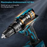 LEEIKOO Akkuschrauber 21V mit 42N.m Drehmoment – Profi-Bohrschrauber mit 24-teiligem Zubehör – Bild 4