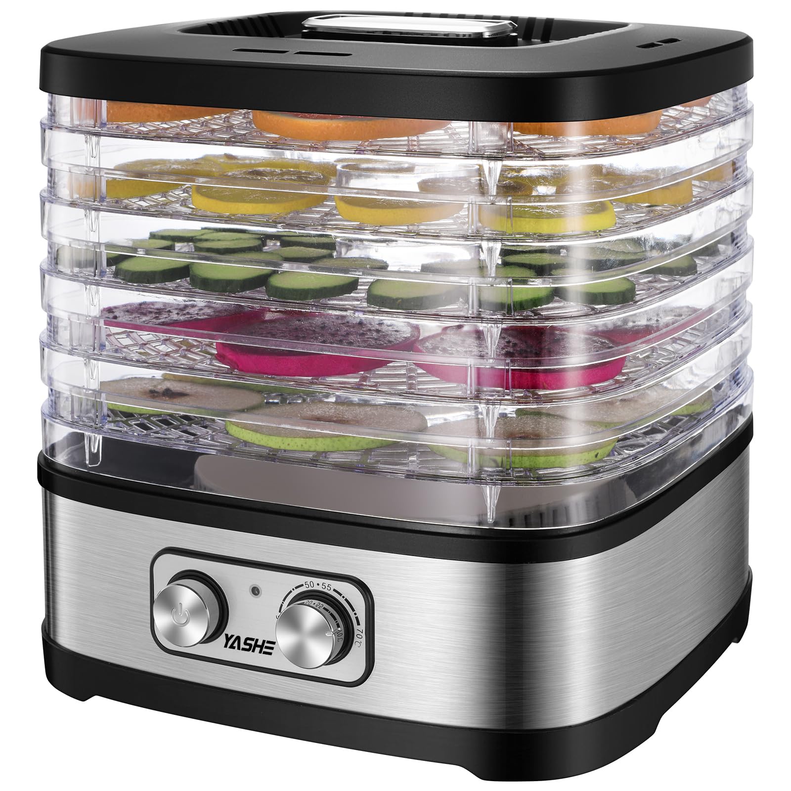 YASHE Dörrautomat GGJ-261A mit 5 Tabletts – 35-70°C Temperaturregelung für gesunde Snacks
