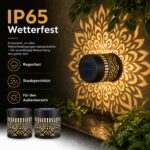 Taechalingo 2er-Set Mandala Solar Wandleuchten – Wasserdichte LED Gartenlampen für Aussen – Bild 5