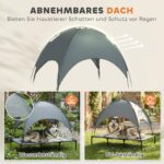PawHut Erhöhtes Hundebett mit Baldachin 122x92x108 cm – Outdoor Hundeliege mit UV-Schutz – Bild 4