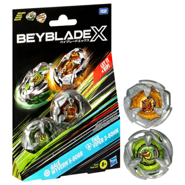 Hasbro Beyblade X Dual Pack – Gale Wyvern & Tail Viper Kreisel mit X-Celerator System