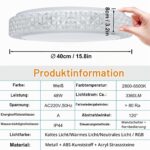 LZQ LED Deckenleuchte 48W Ø40cm dimmbar mit Fernbedienung – RGB Farbwechsel für alle Räume – Bild 2